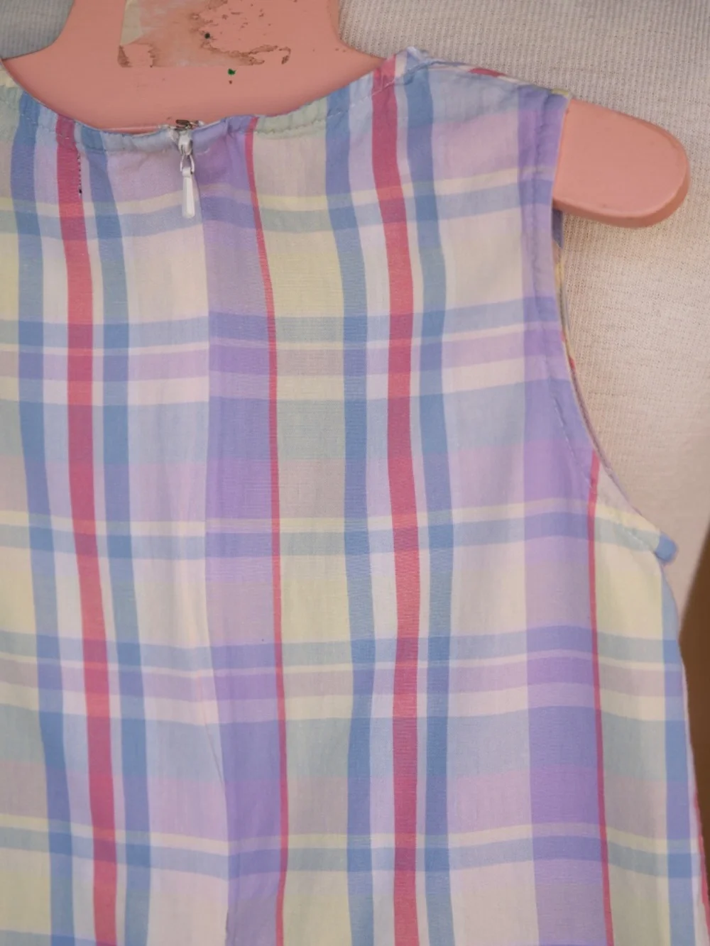Ralph Lauren 100% Cotton Pastel Plaid Sleeveless Summer Smock Dress Kids 6Y